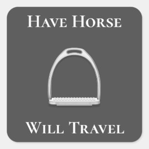 Sticker Carré "Avoir Cheval Voyage" Fer à sirop gris foncé