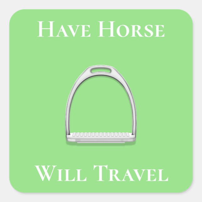 Sticker Carré "Avoir Cheval Voyage" Stirrup Fer Lime Vert (Devant)