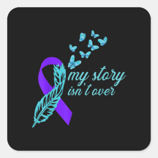 Sticker Carré Awareness ribbon - butterflys - suicide prevention