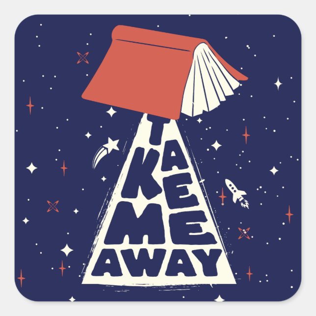 Sticker Carré Away Bookish Funny Book lover (Devant)