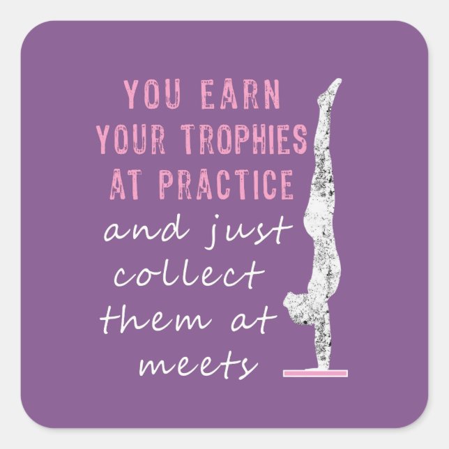Sticker Carré Awesome Trophies Obtenu à la pratique Gymnaste cad (Devant)