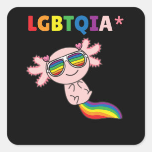 Sticker Carré Axolotl - Drapeau arc-en-ciel LGBT Pride