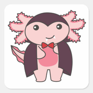 Sticker Carré Axolotl Halloween Cute Devil Vampire Costume Squai