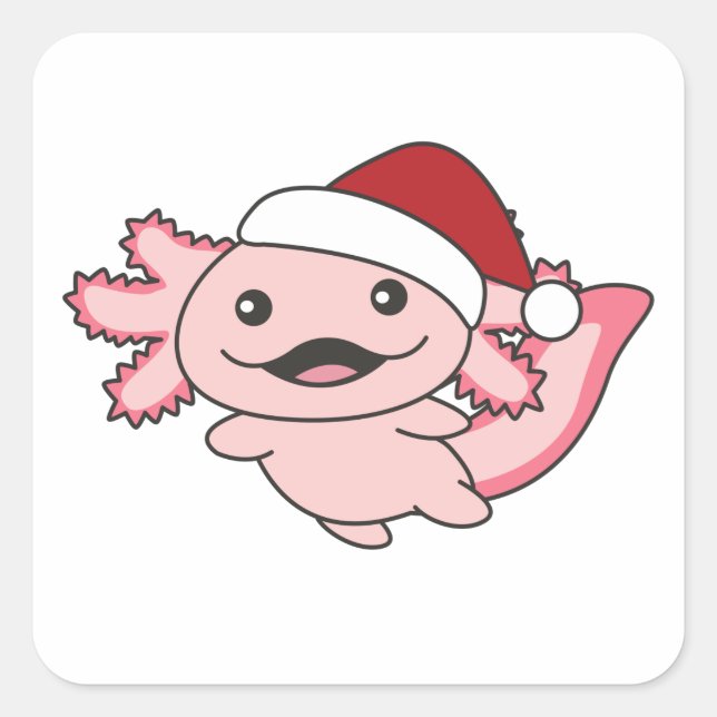 Sticker Carré Axolotl Joyeux Noël hiver Axolotl (Devant)