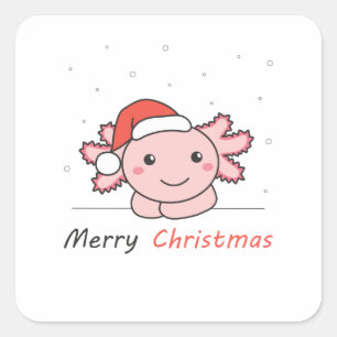 Sticker Carré Axolotl Noël Neige Animaux d'hiver Axolotls