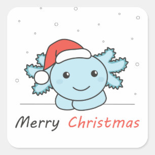 Sticker Carré Axolotl Noël Neige Animaux d'hiver Axolotls