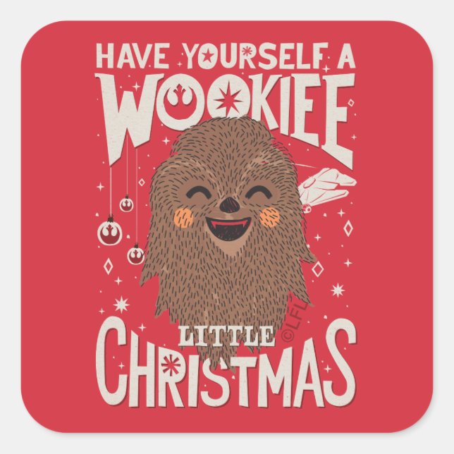 Sticker Carré Ayez Un Petit Noël Wookiee (Devant)