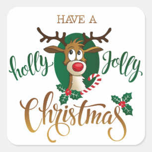 Sticker Carré Ayez Un Reindeer De Noël Holly Jolly   Vacances