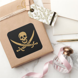 Sticker Carré Aztec Gold Crâne et cutlass Pirate Calico Jack