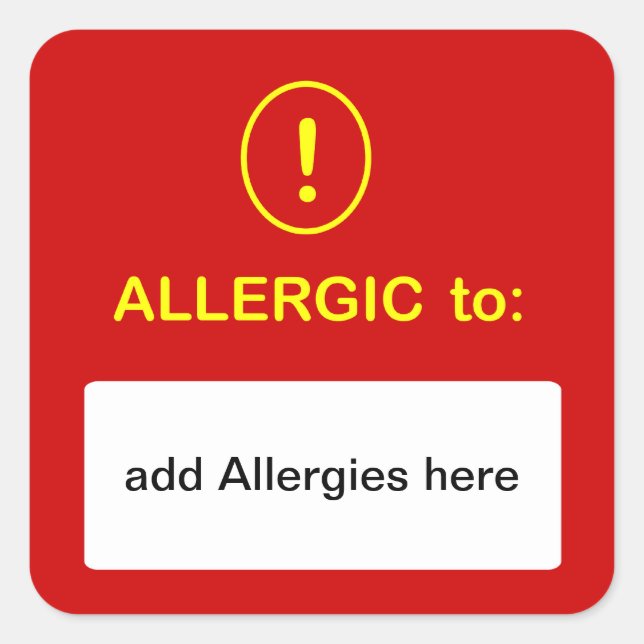 Sticker Carré b6 - CUSTOMISEZ CE ~ ajoutent des allergies (Devant)