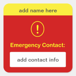 Sticker Carré b9 - PERSONNALISER CECI ~ Contact d'urgence.