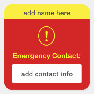 Sticker Carré b9 - PERSONNALISER CECI ~ Contact d'urgence.