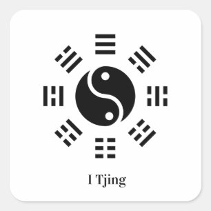 Sticker Carré Ba Gua, huit trigrammes, Yin yang personnalisable