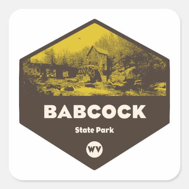 Sticker Carré Babcock State Park West Virginie (Devant)