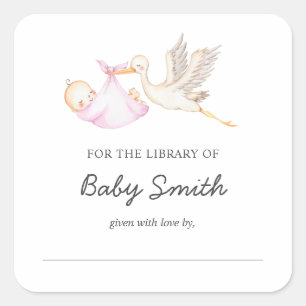 Sticker Carré Baby Boy Stork Showplate