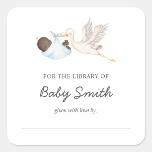 Sticker Carré Baby Boy Stork Showplate
