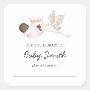 Sticker Carré Baby Boy Stork Showplate