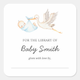 Sticker Carré Baby Boy Stork Showplate