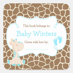 Sticker Carré Baby Giraffe Blue Showplate