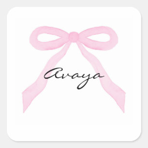 Sticker Carré Baby Girl personnalisée Bow rose