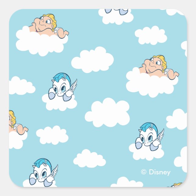 Sticker Carré Baby Hercules and Pegasus Cloud Pattern Square Sti (Devant)