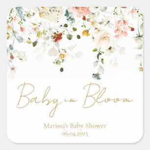 Sticker Carré Baby in Bloom Baby Shower