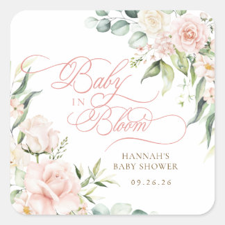 Sticker Carré Baby in Bloom Florals Baby Shower