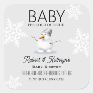 Sticker Carré "Baby It's Cold Outside" Baby shower Favor Étiquet