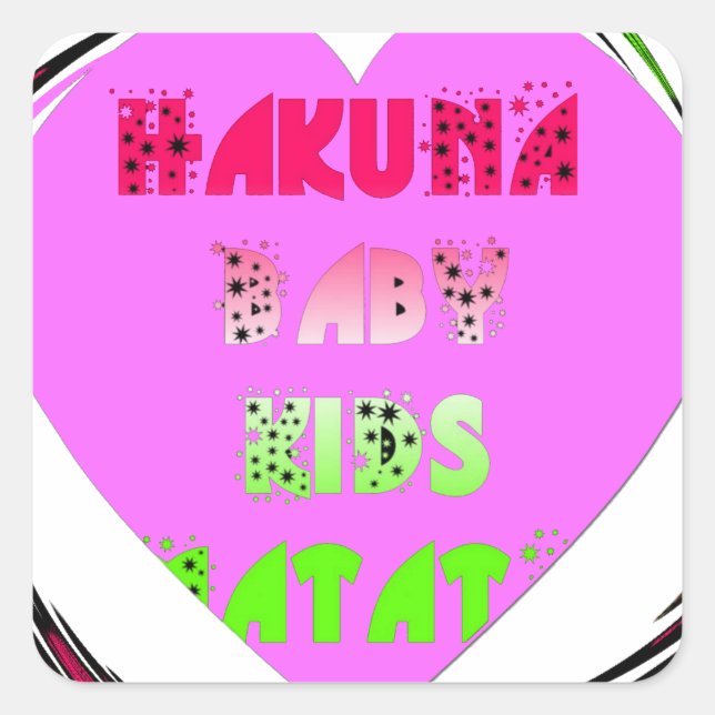 Sticker Carré Baby Pink Hearts Hakuna Matata Baby Kids Design.p (Devant)