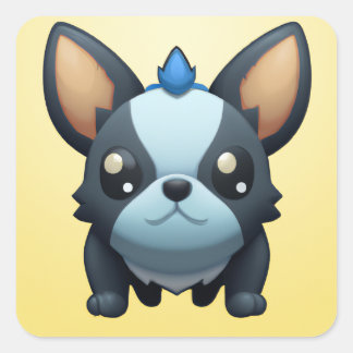 Sticker Carré Baby Pokemon Style French Bulldog