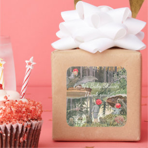 Sticker Carré Baby shower à la grenouille des champignons