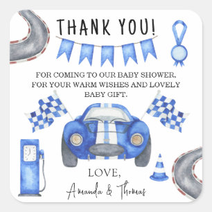 Sticker Carré Baby shower automobile - merci