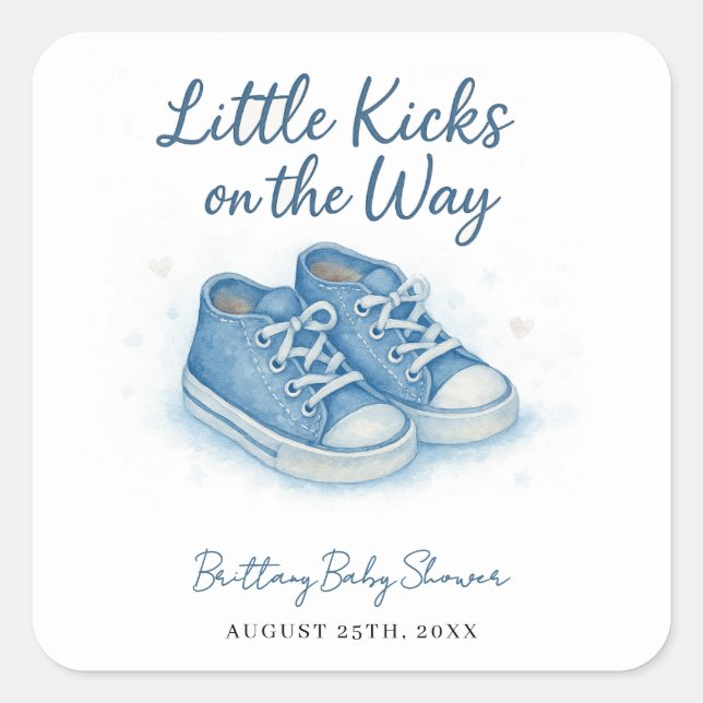 Sticker Carré Baby shower Basket Blue Baby (Devant)