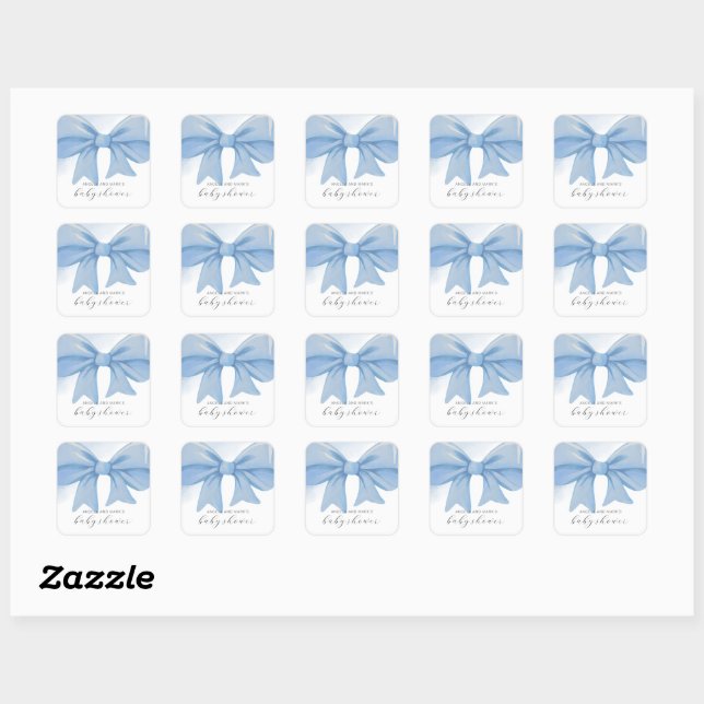Sticker Carré Baby shower bleu-duvet en aquarelle (Feuille)