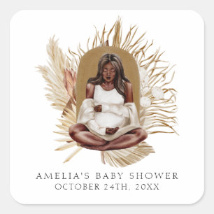 Sticker Carré Baby shower Boho Florals
