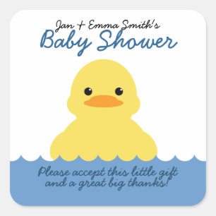 Sticker Carré baby shower canard en caoutchouc mignon en faveur 