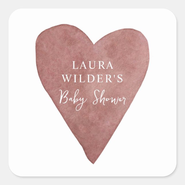 Sticker Carré Baby shower cardiaque Boho (Devant)