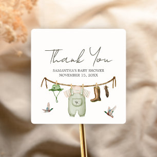 Sticker Carré Baby Shower Chasse au Canard