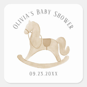Sticker Carré Baby shower Cheval-Roche
