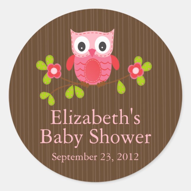 Sticker Carré Baby shower Chouette Moderne Cute (Devant)