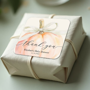 Sticker Carré Baby Shower Citrouille Arc-en-Ivoire
