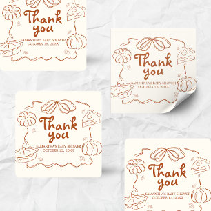 Sticker Carré Baby shower Citrouille Little Cutie Pie