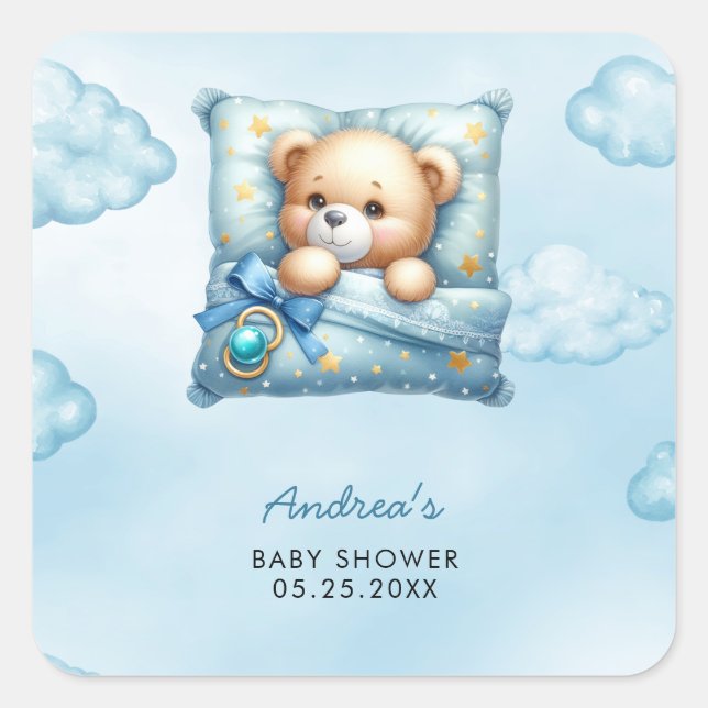 Sticker Carré Baby shower coussin Teddy Bear (Devant)