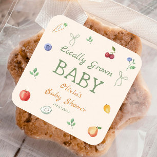 Sticker Carré Baby shower cultivé localement