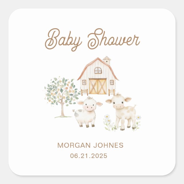 Sticker Carré Baby shower Cutie cultivé à la maison (Devant)