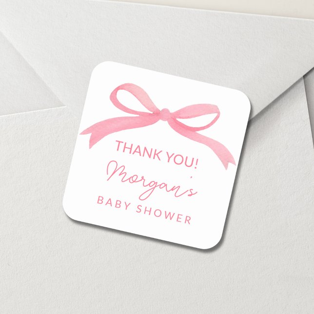 Sticker Carré Baby shower d'aquarelle rose pâle (Créateur téléchargé)