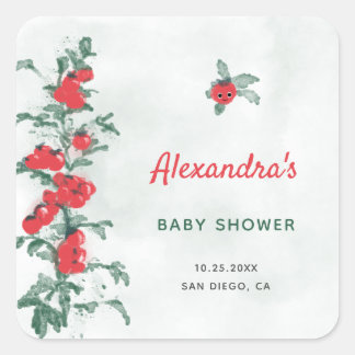 Sticker Carré Baby shower d'aquarelle rustique chic Little Tomat