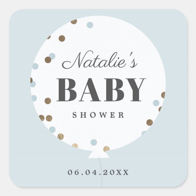 Sticker Carré Baby shower de ballon Confetti (Devant)