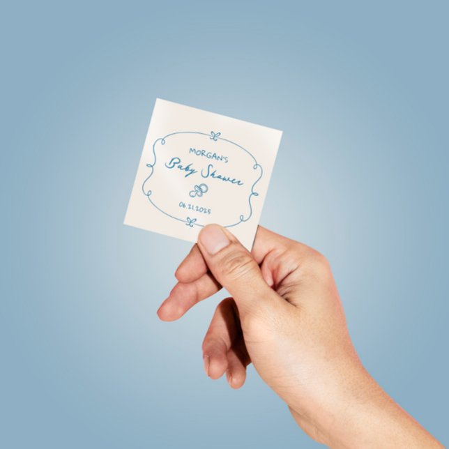 Sticker Carré Baby shower de cadre à mâchoires molles (Créateur téléchargé)