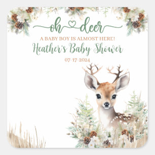 Sticker Carré Baby shower de cerfs de bois